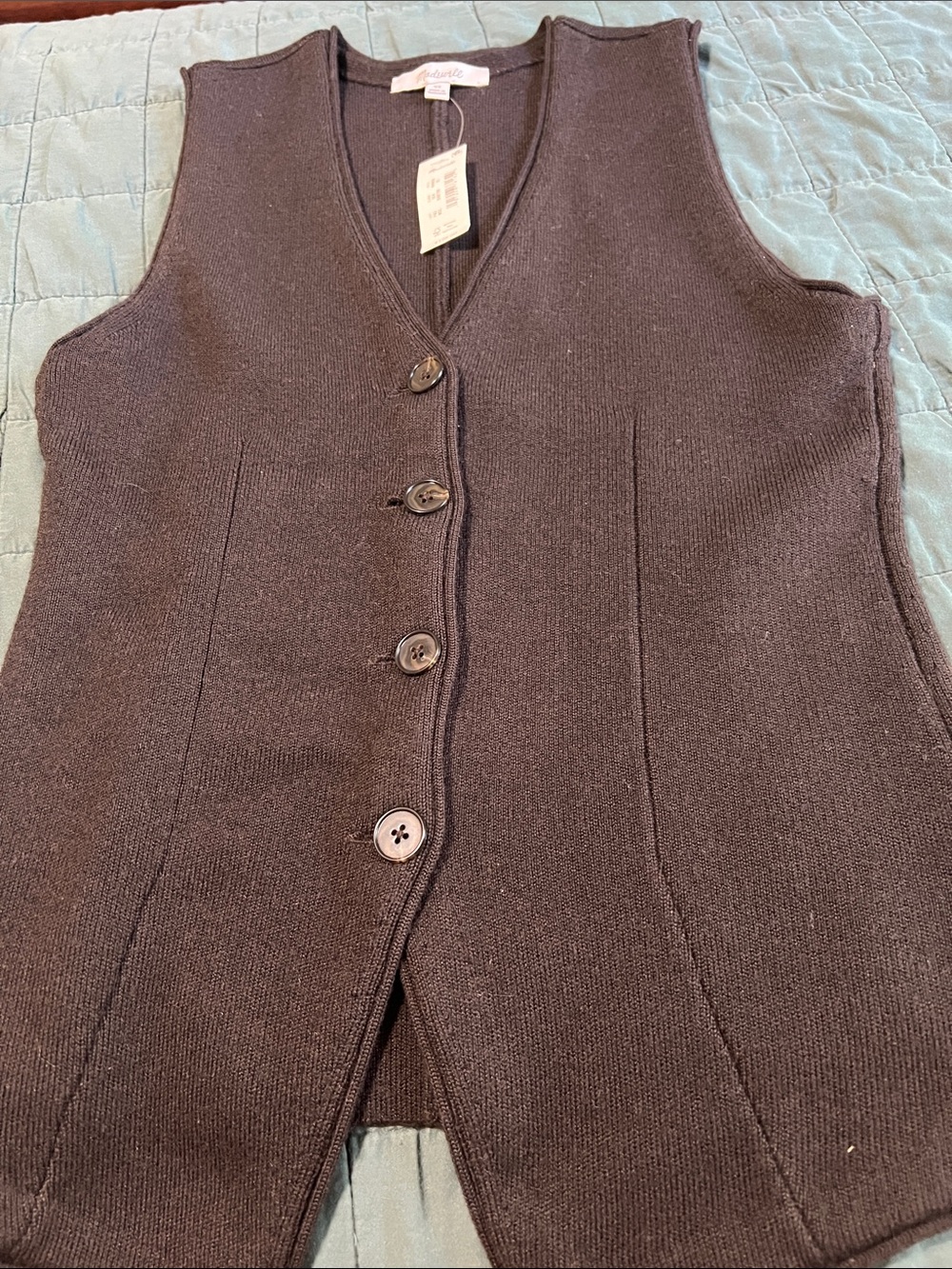 Madewell NWTO dark brown Sleeveless Button-Front Knit wool Vest Size XS